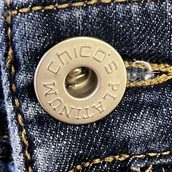 Chico’s Dark Wash Boyfriend Peddle Pushers with Vertical Back Leg Hem- Size 0 - Picture 4 of 9